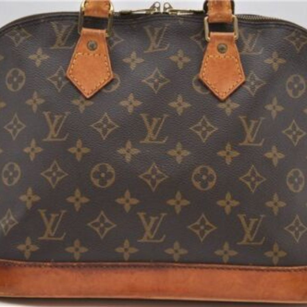 Vintage Louis Vuitton Alma Monogram Leather Handbag Satchel Brown Tan Gold EUC - Picture 15 of 15